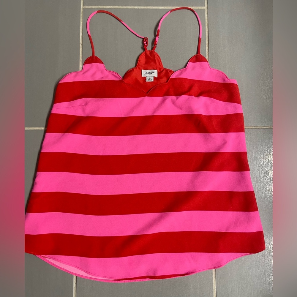 J. Crew Red & Hot Pink Striped Cami Top (8)